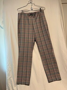 Rag & Bone Plaid Ankle Pants Size 12 Gray Red Check Stretch Trousers